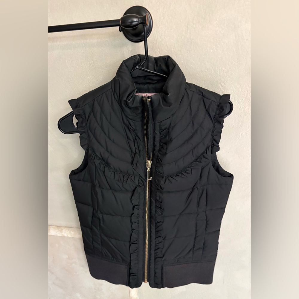 Juicy Couture Black Ruffled Quilted Vest